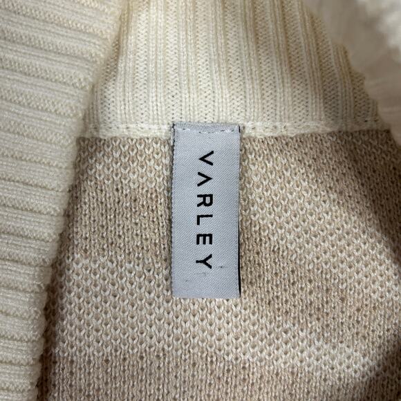 Varley Womens Size M Camrose Cardigan Sweater Zebra Print Merino Wool Tofu Ivory - Picture 5 of 8